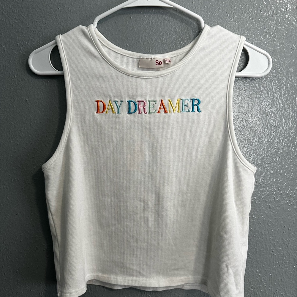 SO Cream Tank Top with Embroidery